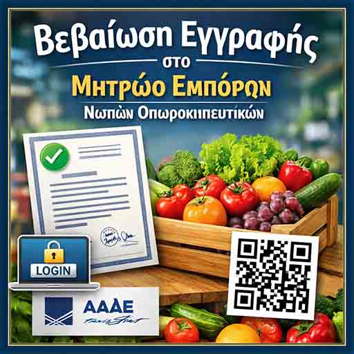 Βεβαίωση εγγραφής στο μητρώο εμπόρων νωπών οπωροκηπευτικών