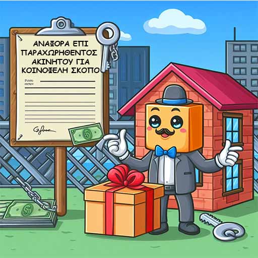 Αναφορά επί παραχωρηθέντος ακινήτου, τμήμα δωερεάν για κοινοφελή σκοπό 